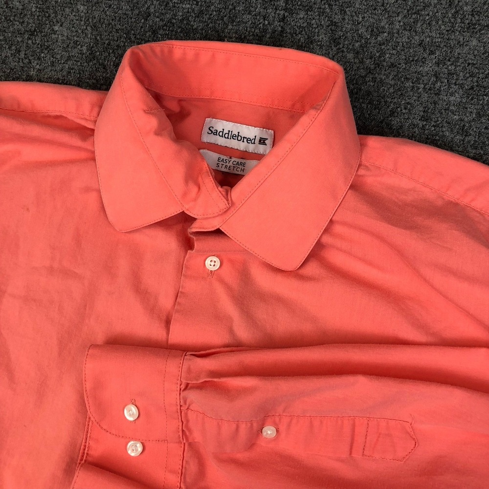Saddlebred Mens Coral Easy Care Stretch Long Sleeve Button Up Shirt L